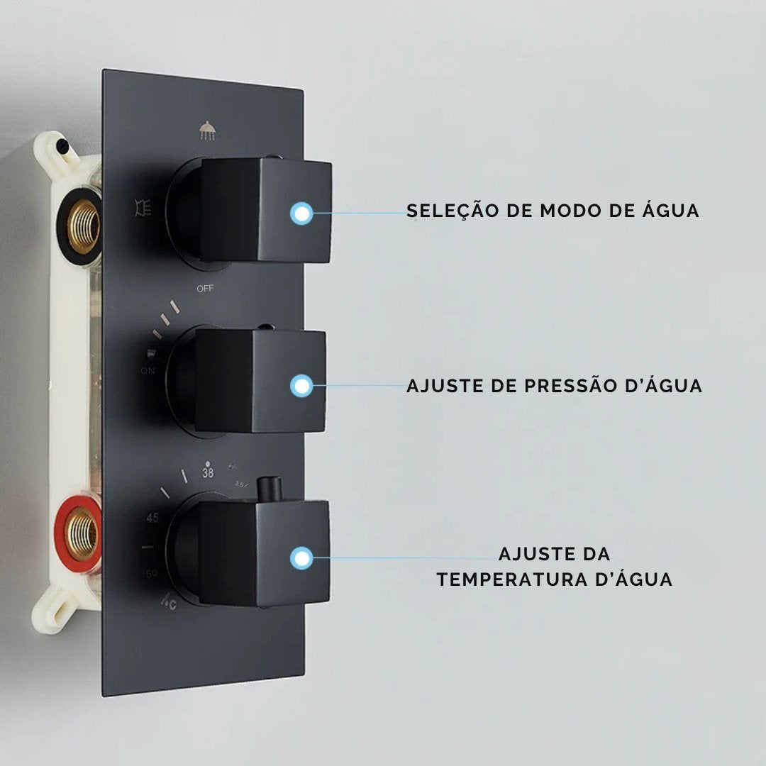 Chuveiro Retangular Termostático - Estilo Contemporâneo